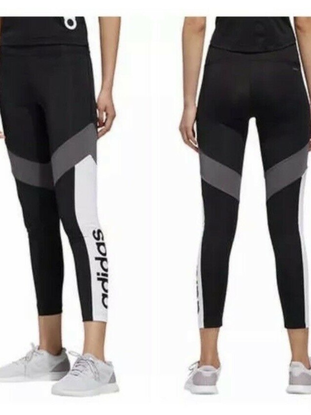 adidas aero ready Black, Gray & White Colorblock Leggings Large